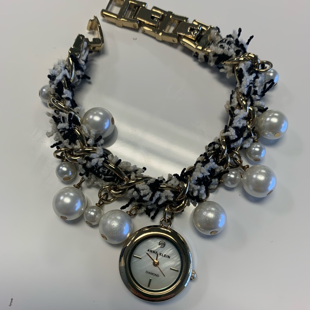 Anne Klein charm bracelet with diamond watch and pearls. - Picture 2 of 8